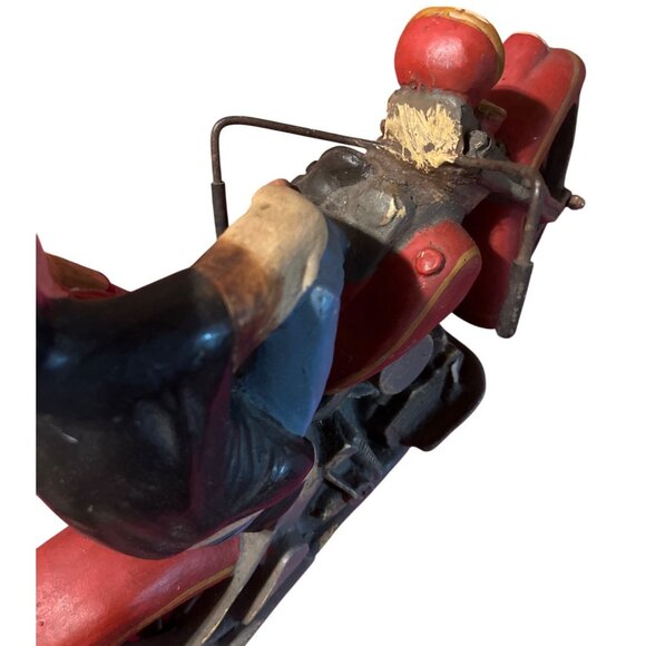 Vintage Hand-Painted Resin Motorcycle Rider Figurine 19" Long Collectible Decor - Picture 7 of 8